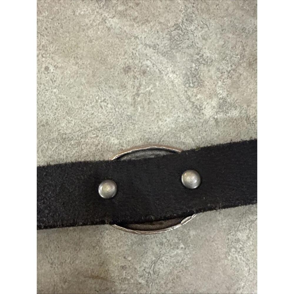 American Eagle Womens Medium Black Western Leather Belt Silver Concho Cowgirl - Picture 7 of 7